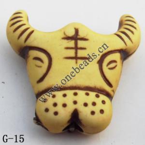Imitate Wood Acrylic Beads, Cattle Head 20x18x18mm Hole:2mm, Sold by bag