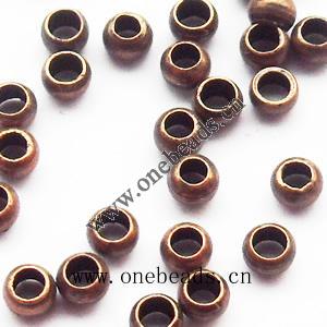 Copper/Brass Crimp Beads, Lead-free&Nickel-free 4mm in diameter, Sold by bag