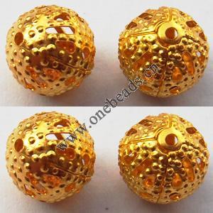 Iron Hollow Beads, Lead-free Round 14mm, Sold by Bag