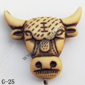 Imitate Wood Acrylic Beads, Cattle Head 28x25x11mm Hole:2mm, Sold by bag