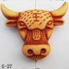 Imitate Wood Acrylic Beads, Cattle Head 34x42x12mm Hole:2mm, Sold by bag