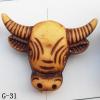 Imitate Wood Acrylic Beads, Cattle Head 36x29x12mm Hole:3mm, Sold by bag