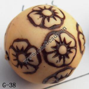 Imitate Wood Acrylic Beads, Round 23mm Hole:2.5mm, Sold by bag