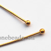 Brass Headpins, Lead-free, Ball Diameter :2mm Pin:0.6x50mm, Sold by bag