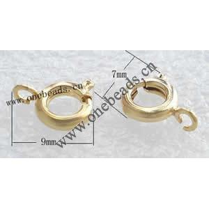 Spring Rings Clasps, Brass Ni-free & Pb-free, 9x7mm, Sold by PC