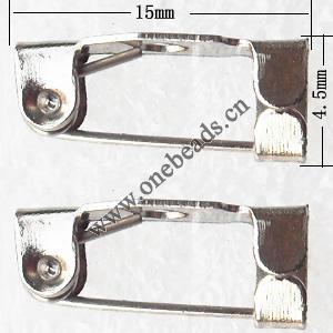 Iron Safety Brooch Pin,15x4.5mm, Sold by bag