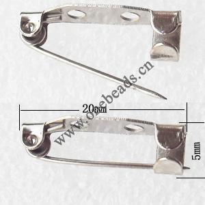 Iron Safety Brooch Pin,20x5mm, Sold by bag