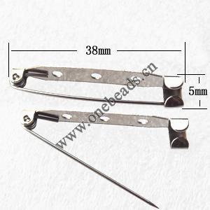 Iron Safety Brooch Pin,38x5mm, Sold by bag