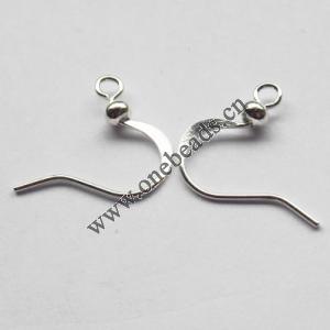 Copper Earring Hook-Flat, Nickel-free  0.5x13mm, hole: 2mm  Sold by bag