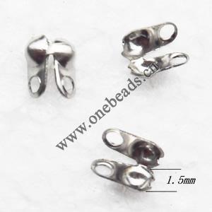 Bead Tips, Copper Lead-Free, 1.5mm hole: 1.5mm, Sold by Bag