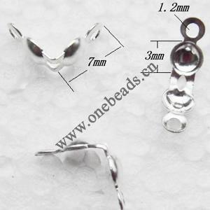 Bead Tips, Iron Lead-Free, 7mmx3mm hole: 1.5mm, Sold by Bag