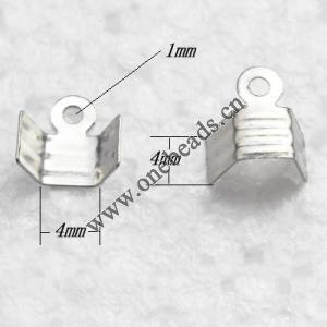 Cord Clip Ends, Iron, 4x4mm hole:1.5mm, Sold by Bag