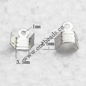 Cord Clip Ends, Iron, 3.5x3.5mm hole:1.5mm, Sold by Bag