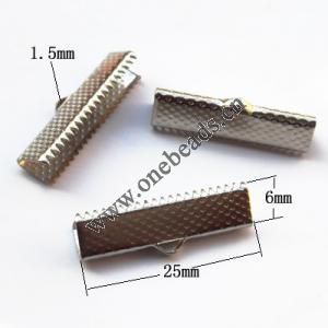 Ribbon Tip/Clip Ends, Iron, 6x25mm hole:1.5mm, Sold by Bag