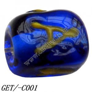 Handmade Lampwork Beads, Trapezium 11x9mm Hole=1.5mm, Sold by PC