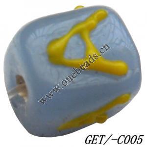 Handmade Lampwork Beads, Trapezium 10x10mm Hole=1.5mm, Sold by PC