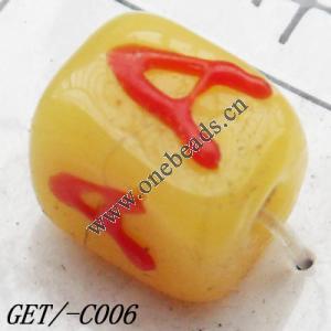 Handmade Lampwork Beads, Trapezium 10x9mm Hole=1.5mm, Sold by PC