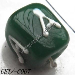 Handmade Lampwork Beads, Trapezium 10x9mm Hole=1.5mm, Sold by PC