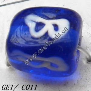 Handmade Lampwork Beads, Trapezium 10x9mm Hole=1.5mm, Sold by PC