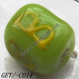 Handmade Lampwork Beads, Trapezium 10x9mm Hole=1.5mm, Sold by PC