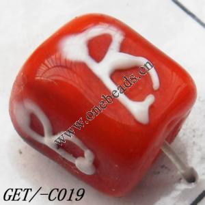 Handmade Lampwork Beads, Trapezium 10x9mm Hole=1.5mm, Sold by PC