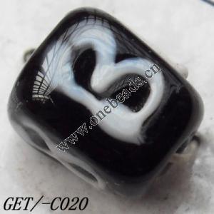 Handmade Lampwork Beads, Trapezium 10x9mm Hole=1.5mm, Sold by PC