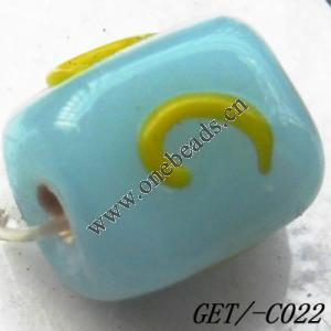 Handmade Lampwork Beads, Trapezium 10x9mm Hole=1.5mm, Sold by PC