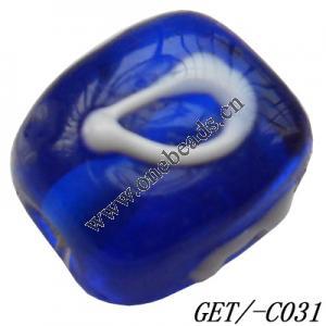 Handmade Lampwork Beads, Trapezium 10x9mm Hole=1.5mm, Sold by PC