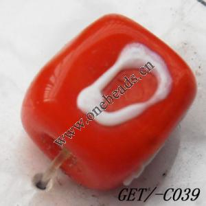 Handmade Lampwork Beads, Trapezium 10x9mm Hole=1.5mm, Sold by PC