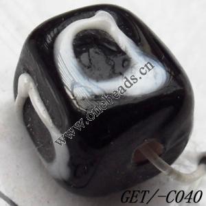 Handmade Lampwork Beads, Trapezium 10x9mm Hole=1.5mm, Sold by PC