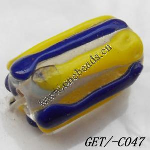 Handmade Lampwork Beads, Tube 13x8mm Hole=1.5mm, Sold by PC