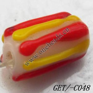Handmade Lampwork Beads, Tube 13x8mm Hole=1.5mm, Sold by PC