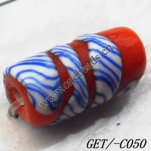 Handmade Lampwork Beads, Tube 7x14mm Hole=1.5mm, Sold by PC