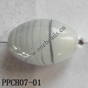 Lampwork Beads, Flat Oval 10x15mm Hole=2mm, Sold by PC