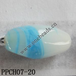 Lampwork Beads, Flat Oval 10x18mm Hole=2mm, Sold by PC