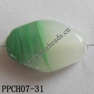 Lampwork Beads, Flat Oval 13x18mm Hole=2mm, Sold by PC