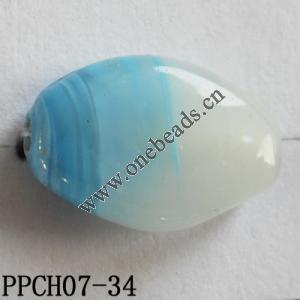 Lampwork Beads, Flat Oval 13x18mm Hole=2mm, Sold by PC