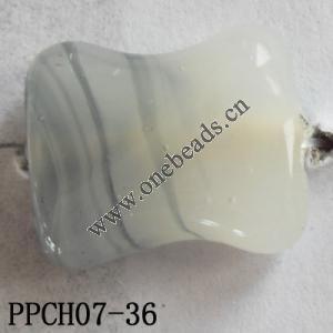 Lampwork Beads, Flat Bone 13x16mm Hole=2mm, Sold by PC