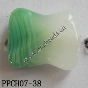 Lampwork Beads, Flat Bone 13x16mm Hole=2mm, Sold by PC