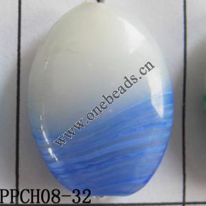 Lampwork Beads, Flat Oval 23x30mm Hole=2mm, Sold by PC