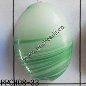 Lampwork Beads, Flat Oval 23x30mm Hole=2mm, Sold by PC