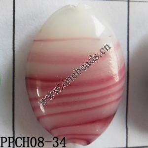 Lampwork Beads, Flat Oval 23x30mm Hole=2mm, Sold by PC