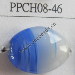 Lampwork Beads, Flat Oval 15x20mm Hole=2mm, Sold by PC