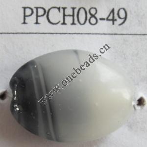 Lampwork Beads, Flat Oval 15x20mm Hole=2mm, Sold by PC