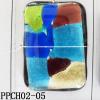 Lampwork Glass Pendant,Rectangular, 40x52x7mm, Hole=1mm, Sold by PC