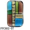 Lampwork Glass Pendant,Rectangular, 37x60x7mm, Hole=1mm, Sold by PC