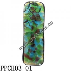 Lampwork Glass Pendant,Rectangular, 20x61x8mm, Hole=1mm, Sold by PC