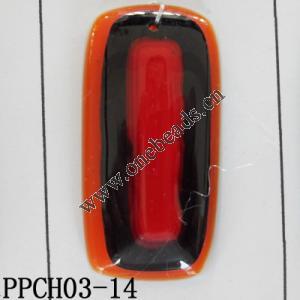 Lampwork Glass Pendant,Rectangular,23x46x7mm, Hole=1mm, Sold by PC