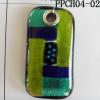 Lampwork Glass Pendant,Rectangular,38x52x7mm, Hole=5mm, Sold by PC