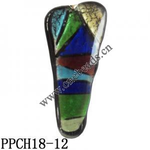 Lampwork Glass Pendant,Triangle,32x72x7mm, Hole=1mm, Sold by PC
